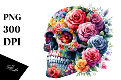 Flower Skull Painting Sublimation PNG Product Image 1