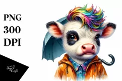 Cute Baby Cow Playing PNG Product Image 3