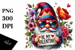 Detailed Valentines Gnome with Heart-Shaped Sunglasses PNG Product Image 1