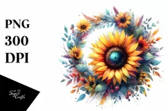 Vibrant Sunflower Whreath PNG Product Image 3