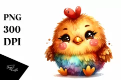 Smiling Baby Plush Chicken Watercolor Clipart Product Image 1