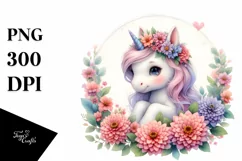 Cute Baby Unicorn Zinnia Frame Hyacinth | Sublimation | Product Image 3
