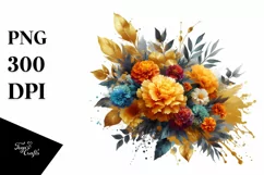Gold Foil Marigold Vibrant Abstract | Clipart Product Image 1