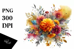 Vibrant Gold Foil Bouquet PNG Product Image 1