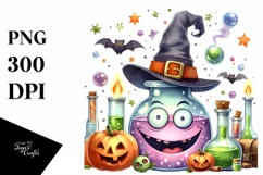 Funny Halloween Clipart with Magic Potion PNG Product Image 3