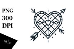 Lineart Stained Heart PNG Product Image 1