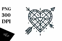 Lineart Stained Heart PNG Product Image 1
