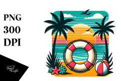 Retro Tropical Beach Buoy, PNG Product Image 1