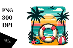Retro Tropical Beach Buoy, PNG Product Image 1