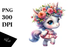 Cute Baby Unicorn Drawing PNG Product Image 1