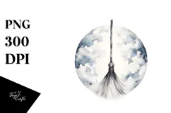 Washed Watercolor Broomstick, PNG Product Image 1