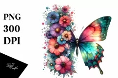 Retro Butterfly Flowers Clipart | Sublimation Product Image 3