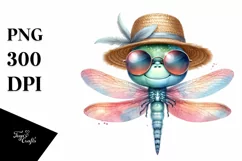 Colorful Cute Dragonfly with Sunglasses Clipart Product Image 1