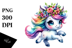vibrant baby unicorn floral wreath Product Image 1