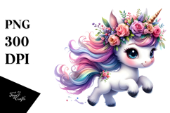 Running Baby Unicorn with Cool Haircut, PNG Product Image 1