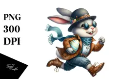Goofy Bunny with Hat and Sunglasses Running PNG Product Image 1