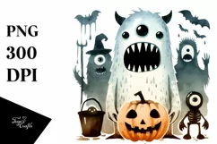 Retro Haloween Monster, Transparent PNG Product Image 3