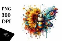 Abstract Watercolor Bee, Transparent PNG Product Image 1