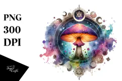 Vibrant Celestial Tarot Mushroom, Transparent PNG Product Image 1