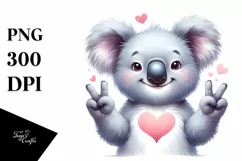 Funny Cute Koala Love Sign Watercolor Portrait Product Image 3