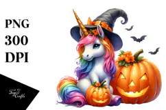 Unicorn Halloween Pumpkins PNG Product Image 1