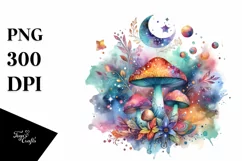 Magical Watercolor Mushroom Splash Clipart Product Image 1