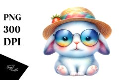 Colorful Cute Rabbit with Sunglasses Clipart Product Image 1