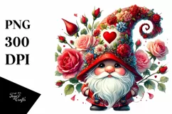 Valentine Gnome with Roses PNG Product Image 1