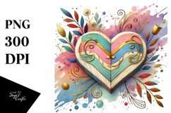 Colorful Wood Heart, Transparent PNG Product Image 1