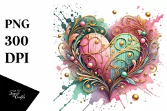 Colorful Wood Heart, Transparent PNG Product Image 1