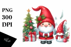 Cute Red Christmas Gnomes PNG Product Image 3