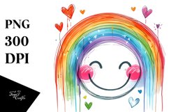 Smiling Rainbow with Hearts PNG Product Image 1