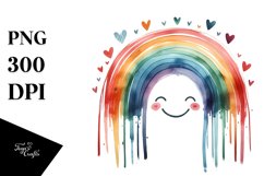 Colorful Smiling Rainbow with Hearts PNG Product Image 1