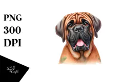Watercolor Mastiff Floral Frame | Clipart Product Image 1