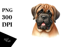 Watercolor Mastiff Floral Frame | Clipart Product Image 1