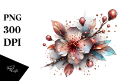 Detailed Cherry Blossom | Watercolor Splash Clipart Product Image 1