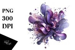 Glossy Violet Watercolor Splash PNG Product Image 1