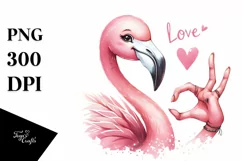 Funny Flamingo Love Sign Clipart Product Image 3