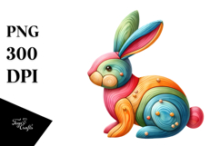 Colorful Wood Bunny PNG Product Image 1