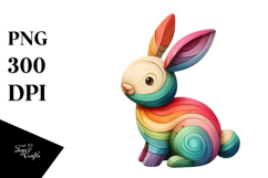 Colorful Bunny Made of Wood, Transparent PNG Product Image 1