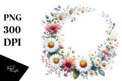 Watercolor Vibrant Floral Frame, PNG Product Image 1