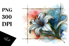 Stained Lily Watercolor Splash PNG Product Image 1