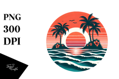 Retro Tropical Island Sunset PNG Product Image 1