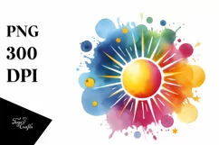 Colorful Watercolor Sun Sticker Clipart Product Image 3