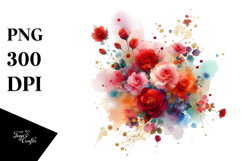 Colorful Red Roses Floral Frame PNG Product Image 1