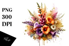 Vibrant Gold Foil Bouquet | Sublimation Clipart Product Image 3