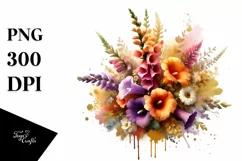 Vibrant Gold Foil Bouquet | Sublimation Clipart Product Image 3