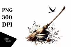 Vintage Halloween Broomstick, Transparent PNG Product Image 3