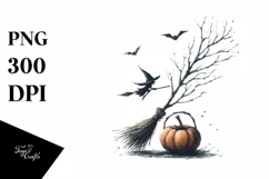 Vintage Halloween Gothic Watercolor PNG Product Image 1