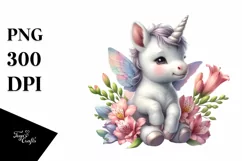 Cute Baby Unicorn Zinnia Frame Hyacinth | Sublimation | Product Image 3
